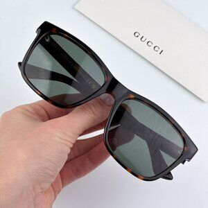 Gucci GG0746S 003 BRAND NEW Sunglasses Havana Green Rectangle Unisex